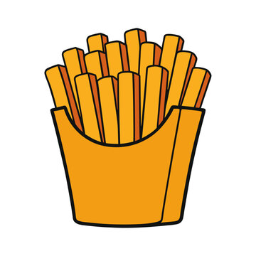 recommend clip art: French fries in yellow carton vector illustration  
                    