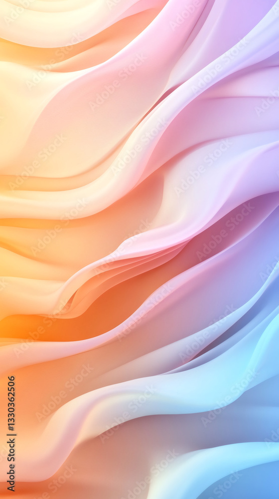 Poster Luxurious satin fabric rippling with soft waves, generating vibrant gradient colors for creative visual compositions