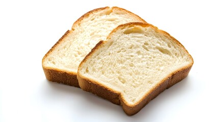 A slice of bread is torn into two halves