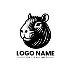 Cute cartoon capybara vector logo, friendly rodent emblem for wildlife and pet branding 