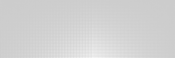Aged halftone noise gradient texture. Grunge dirty speckles and spots background. gray and white faded sand grain wallpaper. Retro pixelated comic horizontal backdrop. Vector gritty pop art