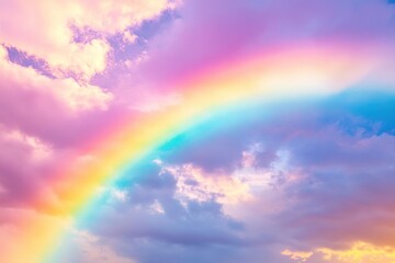 Fototapeta premium Pastel colored rainbow on blue sky background