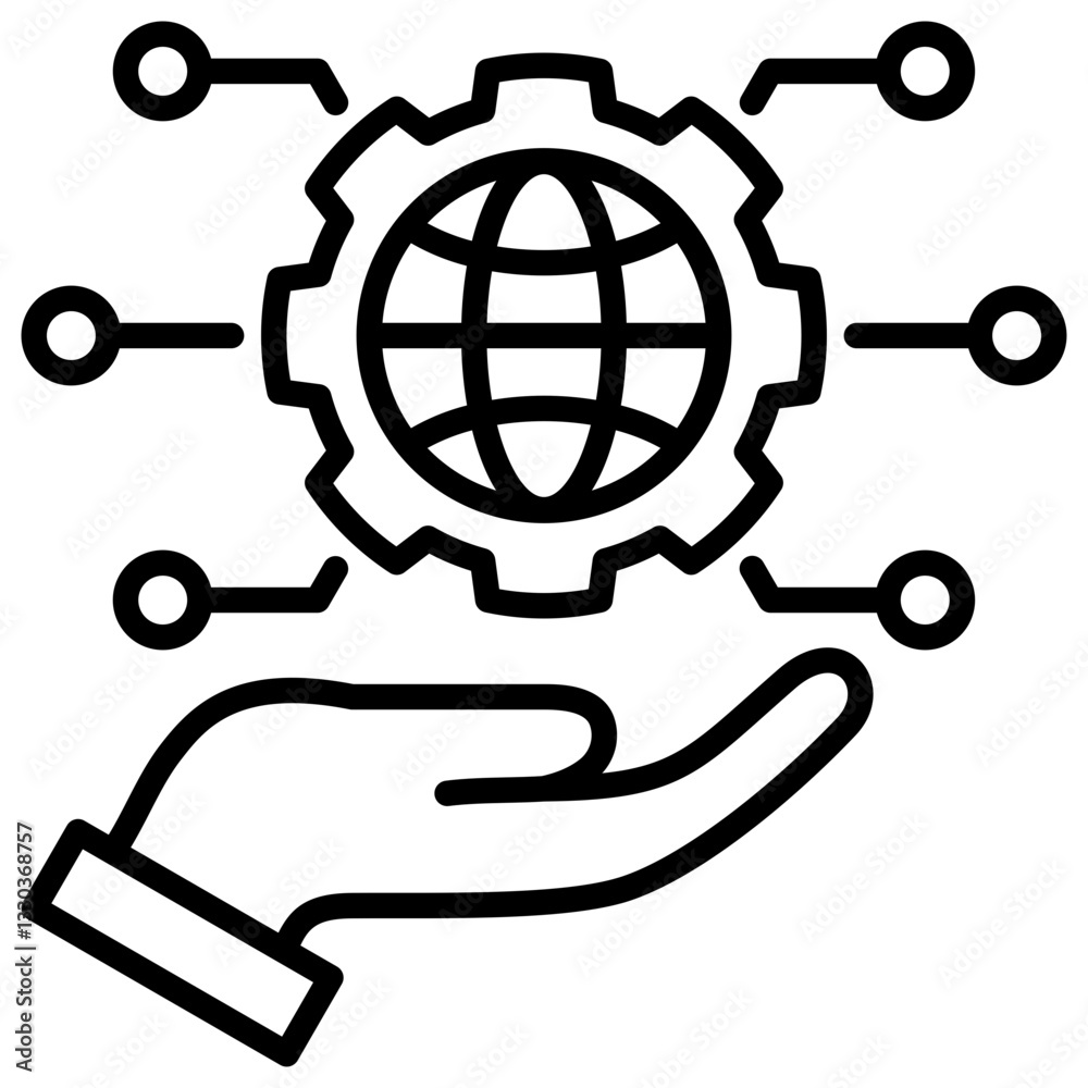 Aufkleber digital transformation line icon