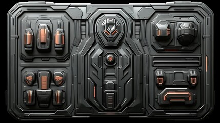 Futuristic Control Panel Design With Metallic Accents