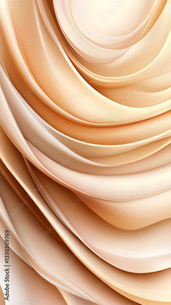 Poster Smooth and flowing abstract waves in beige and gold hues create a dynamic and elegant background, perfect for various design projects