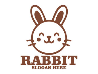 illustration vector minimalist rabbit line art with rounded ears and simple facial features on a white background, rabbit with elongated ears and logo rabbit