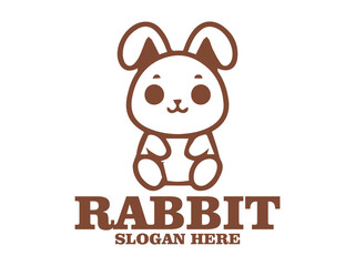 illustration vector minimalist rabbit line art with rounded ears and simple facial features on a white background, rabbit with elongated ears and logo rabbit