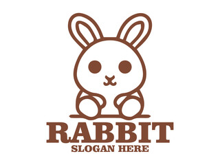 illustration vector minimalist rabbit line art with rounded ears and simple facial features on a white background, rabbit with elongated ears and logo rabbit