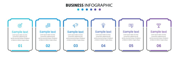 Business vector infographic design template with icons and 6 options or steps