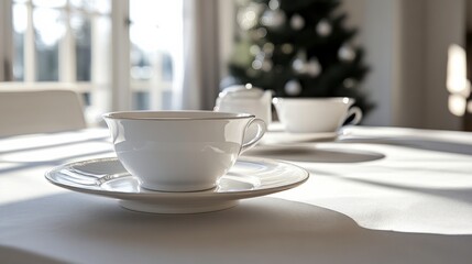 Fototapeta premium Elegant Holiday Table Setting with Soft Lighting