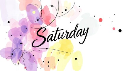 Naklejka premium Saturday Text with Watercolor Splash Background for Social Media Posts