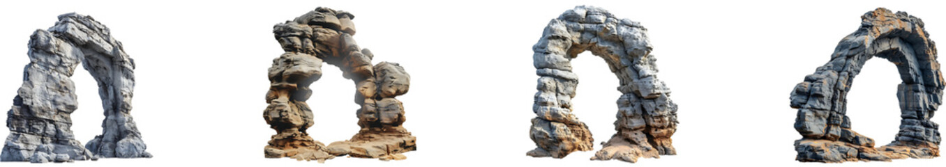Arch Rock Formation on transparent background collection set