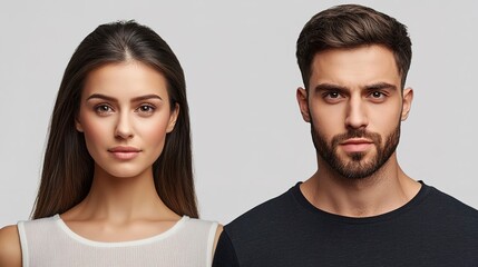 A woman and a man sit side by side, symbolizing balance and duality. AI Generated.