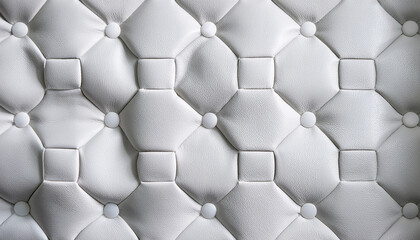 Naklejka premium White Geometric 3D Pattern Background: Textured Surface with Repeating Diamond and Hexagonal Shapes, Button Tufted Details - Modern Abstract Luxury Texture for Interior Design