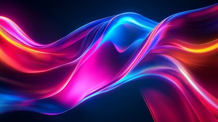 Obraz premium Abstract waves with vibrant colors and neon glow flowing curves