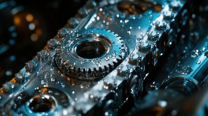 Close-up of intricate gears and components