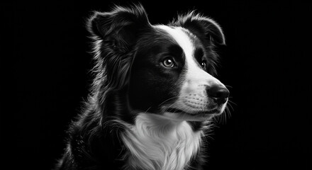 Fototapeta premium Ultra-realistic close-up of a Border Collie with erect ears, detailed fur texture, bright eyes, and soft bokeh background – cinematic and high-quality AI-generated image