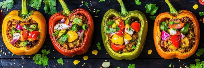 Fototapeta premium Vibrant Stuffed Bell Peppers: A Culinary Delight