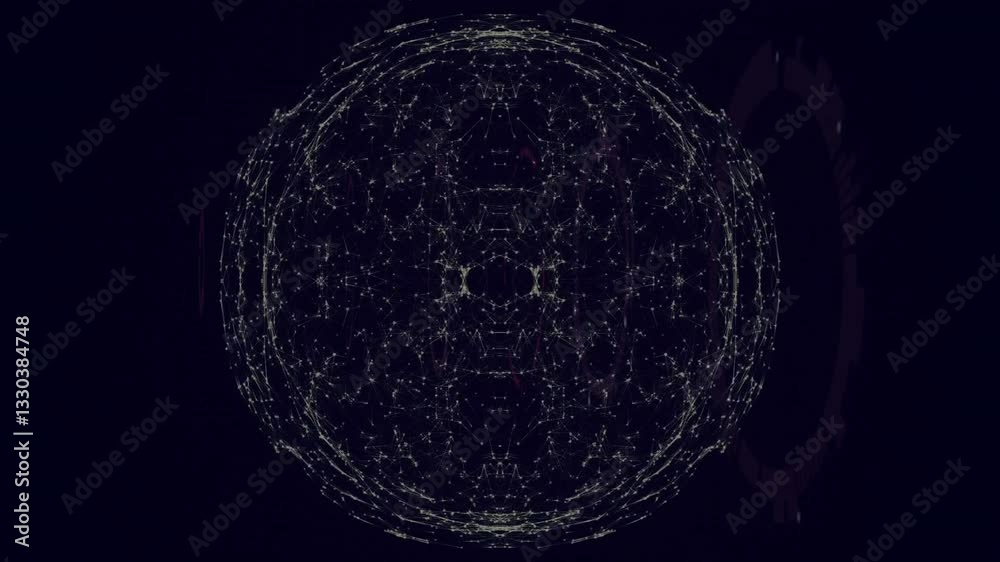 Poster interconnected lines and nodes forming abstract geometric pattern on dark background