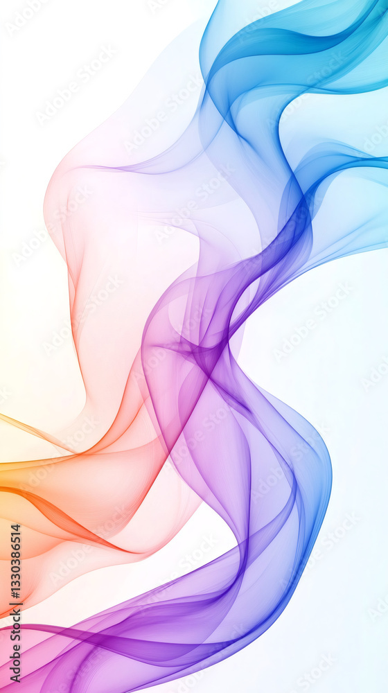 Poster Sinuous lines blending harmoniously, creating vibrant abstract artwork with interweaving colorful curves