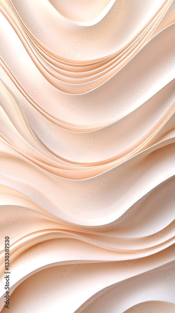 Poster Smooth beige lines flowing and creating an elegant abstract pattern, ideal for backgrounds and modern designs