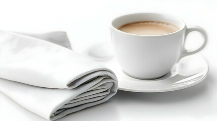 Folded napkin on white background