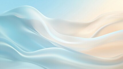 Soft flowing waves of light colors create a serene and calming atmosphere in abstract design