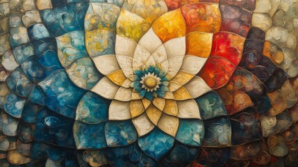Fototapeta premium Abstract Colorful Flower Mandala Artistic Painting