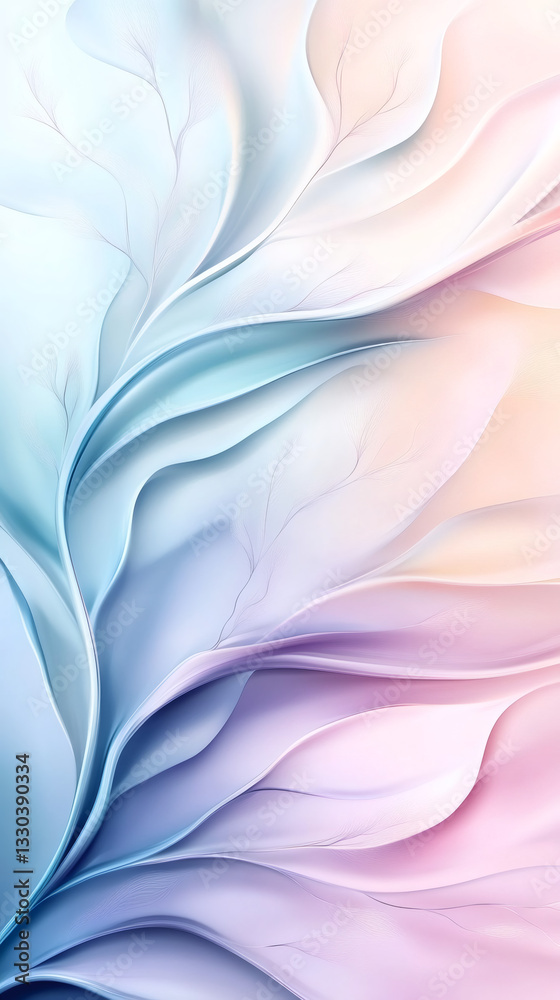 Fototapete Abstract background with pastel colors flowing and waving like a curtain, with thin lines creating a delicate pattern