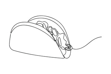 SingleLine Drawing of a Delicious Mexican Taco Illustration