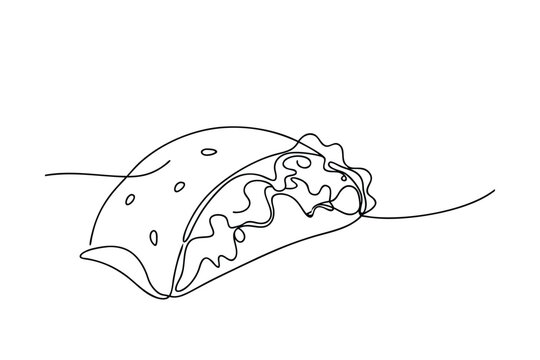 recommend clip art: SingleLine Drawing of a Delicious Mexican Taco Illustration