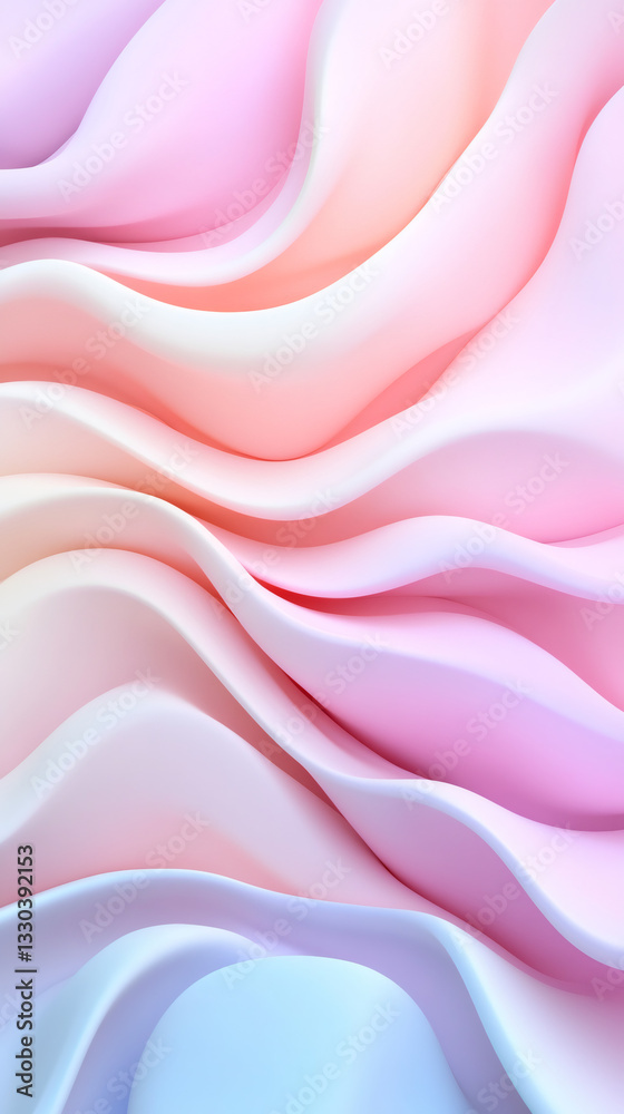 Poster Smooth pastel waves flowing and creating an elegant abstract background, perfect for websites, presentations and social media