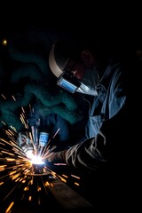 Welder at Work Intense Metal Welding Sparks