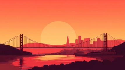 Golden Gate Bridge Sunset Cityscape