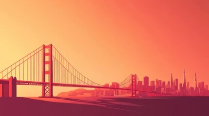 Fototapeta premium Golden Gate Bridge at Sunset over San Francisco