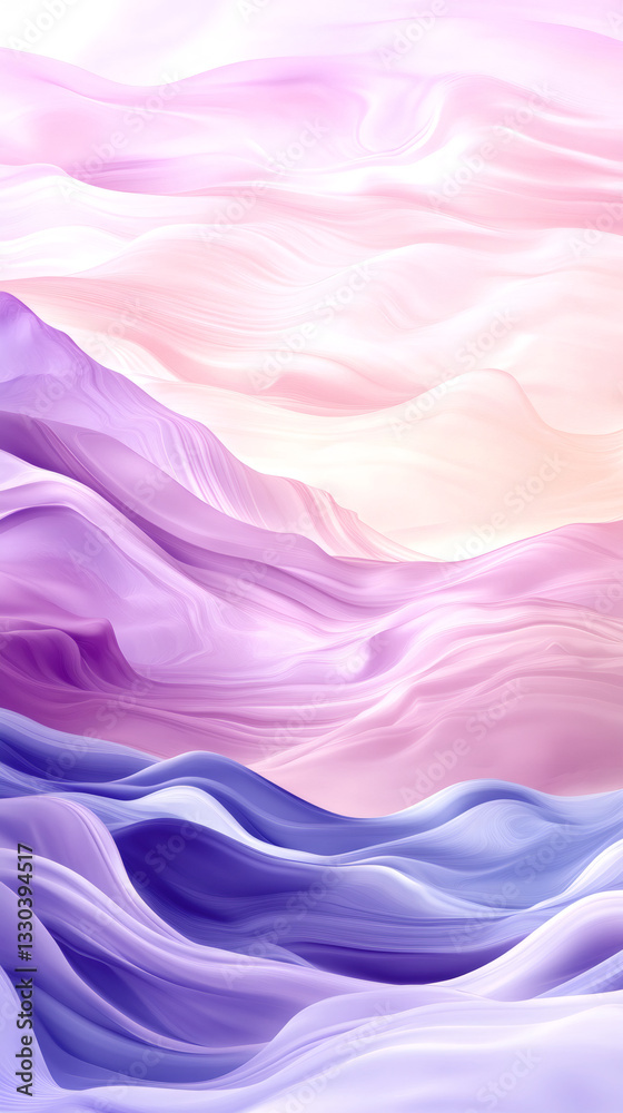 Poster Pastel color waves softly undulating, generating serene ethereal landscape with soothing visual rhythm and gentle gradient flow