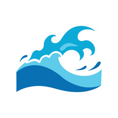 Ocean waves vector on white background.