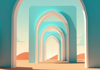 Fototapeta premium Abstract architectural arches creating a serene and modern atmosphere