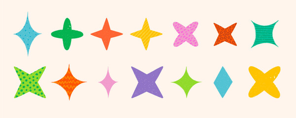 abstract stars with simple patterns and texture.