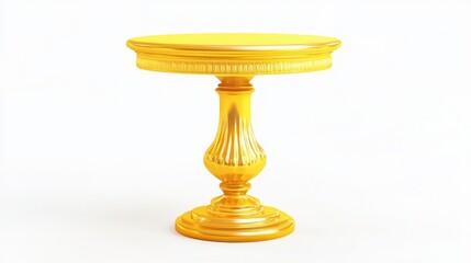 Elegant Yellow Table with Smooth Finish and Decorative Base