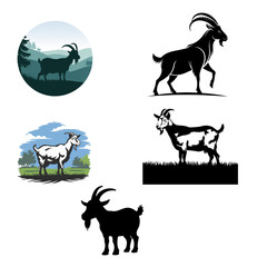 Goat silhouette illustration bundle vector Style with white background
