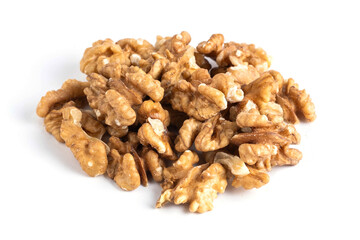 Walnuts isolated on white background. Closeup. Healthy food.