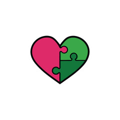 red heart with green leaves isolated