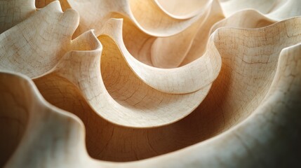 Abstract wood carving with flowing, organic curves.