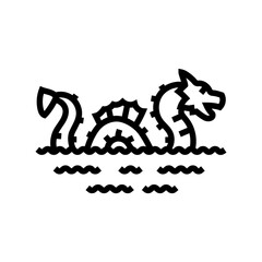 sea monster mythological representation line icon vector illustration