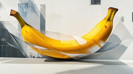 Abstract banana graphic design, modern art, creative fruit illustration.