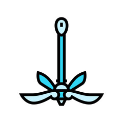 anchor kayak water trip tourism color icon vector illustration