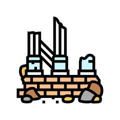 ancient ruins geographical discoveries color icon vector illustration