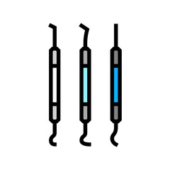 dental scaler orthodontist color icon vector illustration