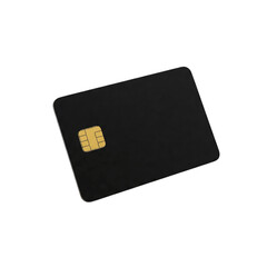 Chip card white background with clipping paths. Blank black credit card template for your design.
